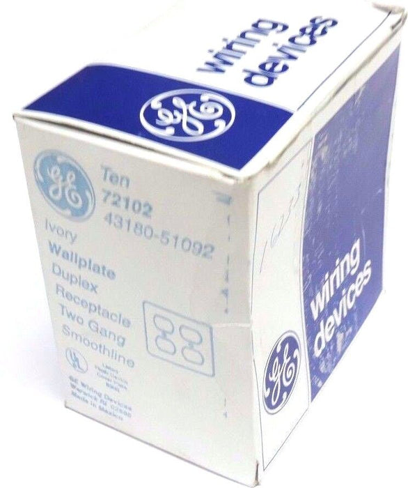 NEW GENERAL ELECTRIC 72102 IVORY WALLPLATE DUPLEX TWO GANG SMOOTHLINE BOX OF 10