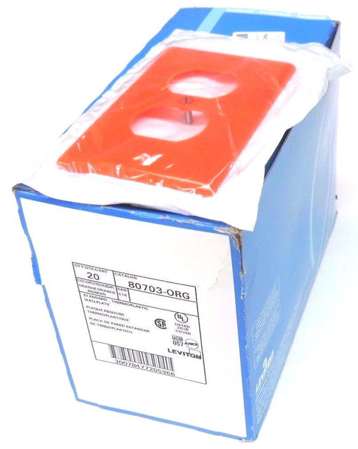 BOX OF 20 NEW LEVITON 80703-ORG ORANGE STANDARD THERMOPLASTIC WALLPLATES