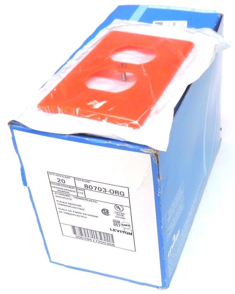 BOX OF 20 NEW LEVITON 80703-ORG ORANGE STANDARD THERMOPLASTIC WALLPLATES