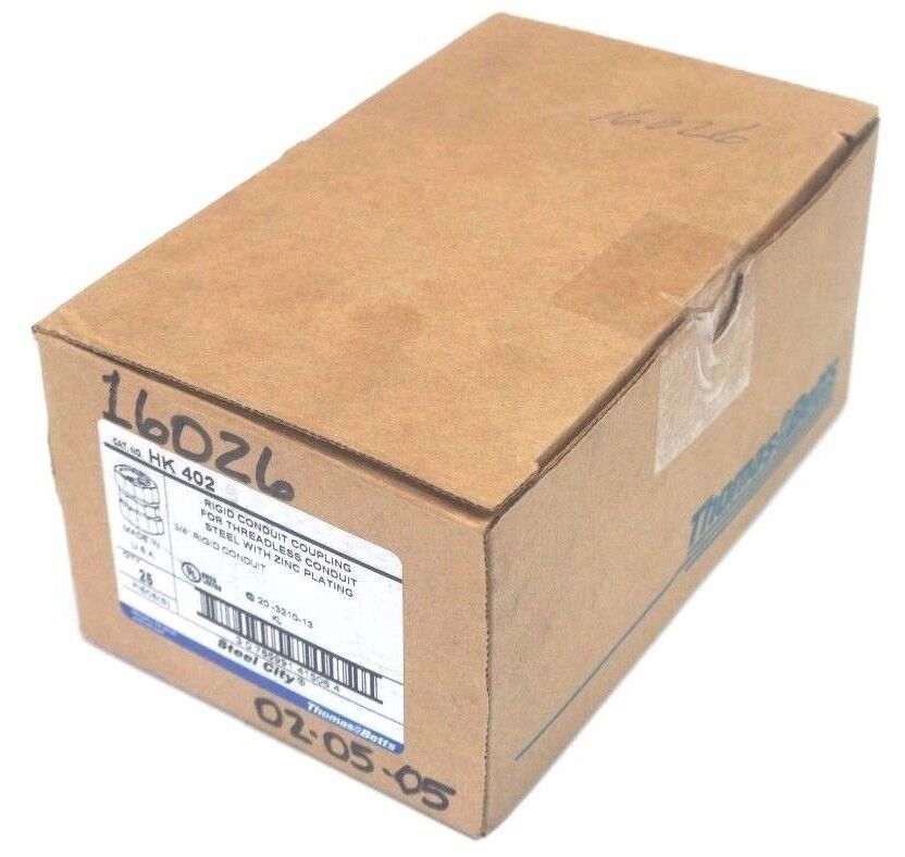 BOX OF 25 NEW THOMAS & BETTS HK-402 RIGID CONDUIT COUPLINGS 3/4" HK402