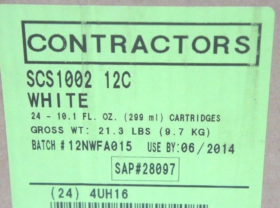 NEW GE SCS1000 CONTRACTORS SILICONE SEALANT WHITE, CASE OF 24, SCS1002 12C