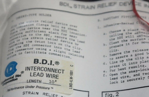 CONTINENTAL DISC LMDILW1001 BDI STRAIN RELIEF DEVICE INTERCONNECT LEAD WIRE 10'