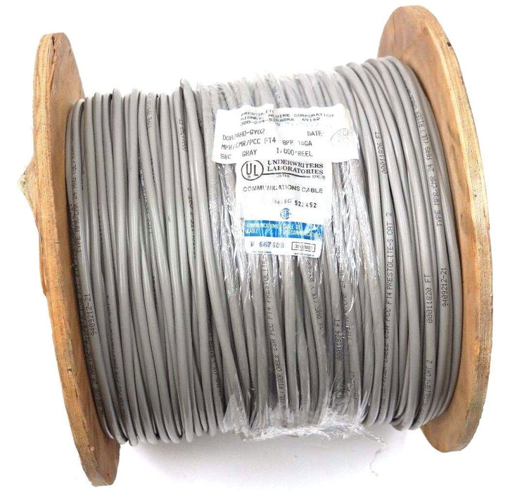 NEW PRESTOLITE WIRE 9409212-21, D0824H0-GY02, GREY 1,000' REEL COMM. CABLE