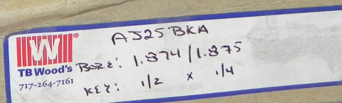 NIB T.B WOODS BUSHING AJ20BKA 1.874/1.875 BORE 1/2"X1/4" KEY AJ20BKA