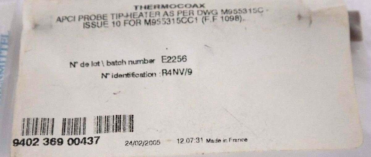 NEW WATERS THERMOCOAX 279000112 APCI PROBE HEATER ASSEMBLY M955315CC1 R4NV/9