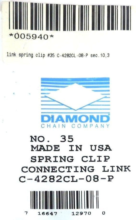 LOT OF 4 NEW DIAMOND NO. 35 SPRING CLIP CONNECTING LINK C-4282CL-08-P