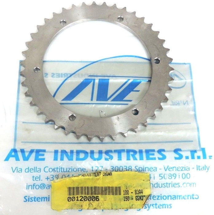 AVE INDUSTRIES HEIGHT ADJUSTMENT CROWN GEAR SPROCKET 00120006 7" DIA. 1/4" THICK
