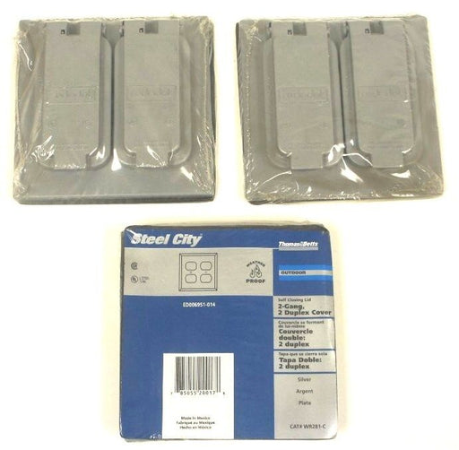 LOT OF 3 NEW THOMAS & BETTS WR281-C 2 GANG, 2 DUPLEX COVERS, WR281C