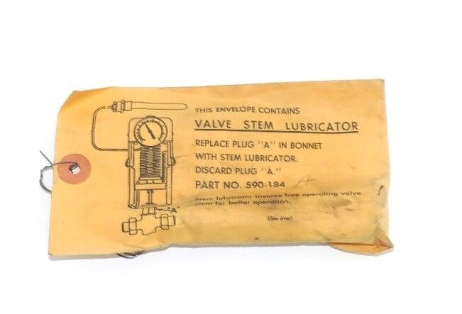 NEW VALVE STEM LUBRICATOR 590-184 REPLACEMENT PLUG 590184