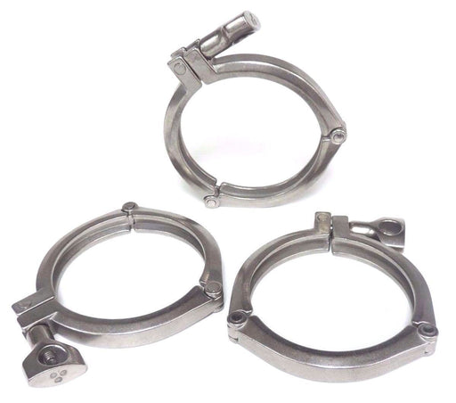 LOT OF 3 NEW TRI-CLOVER 13MHHS-4-S 4'' S.S. CLAMPS 13MHHS