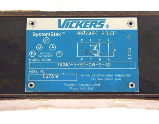 NEW VICKERS DGMC-5-BT-GW-S-30 SYSTEMSTAK PRESSURE RELIEF VALVE ASSY NO. 867319