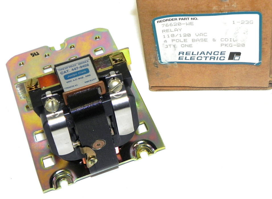 NIB RELIANCE ELECTRIC 76620-WE RELAY 110/120 VAC 4P BASE & COIL 76620WE