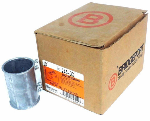BOX OF 10 NEW BRIDGEPORT 245-DC 2" ZINC EMT COUPLINGS 245DC