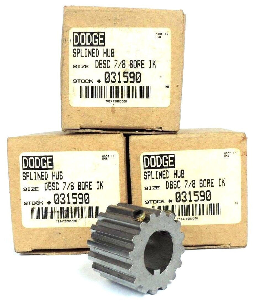 LOT OF 3 NIB DODGE 031590 SPLINED HUB DBSC 7/8'' BORE IK