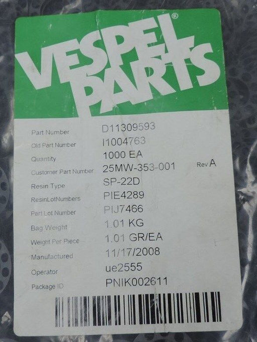 LOT OF VESPEL PARTS 25MW-353-001 SPACERS REV A D11309593 RESIN TYPE SP-22D