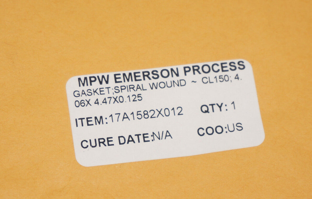 NEW MPW EMERSON PROCESS 17A1582X012 GASKET; SPIRAL WOUND-CL150; 4.06X4.47X0.125