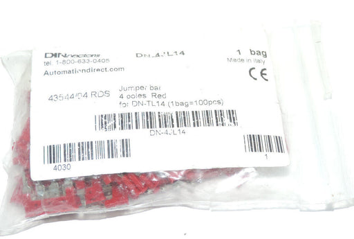 AUTOMATION DIRECT DN-4JL14 JUMPER BARS 4 POLES RED FOR DN-TL14 DINNECTORS QTY 83