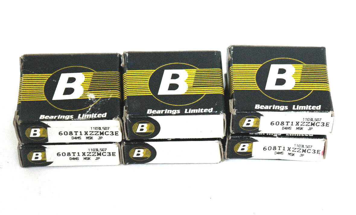 LOT OF 6 NEW BEARINGS LIMITED 608T1XZZMC3E DEEP GROOVE BALL BEARINGS