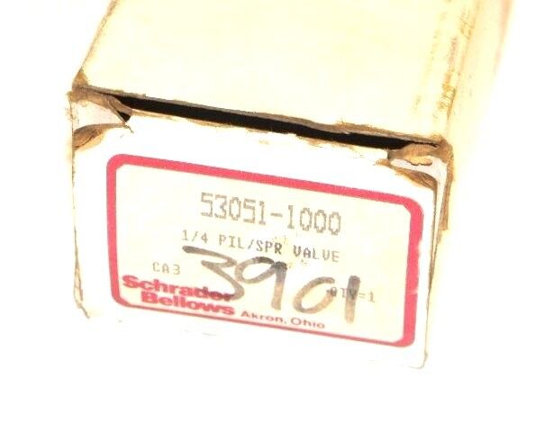 NEW SCHRADER BELLOWS 53051-1000 1/4" PIL/SPR VALVE, 530511000