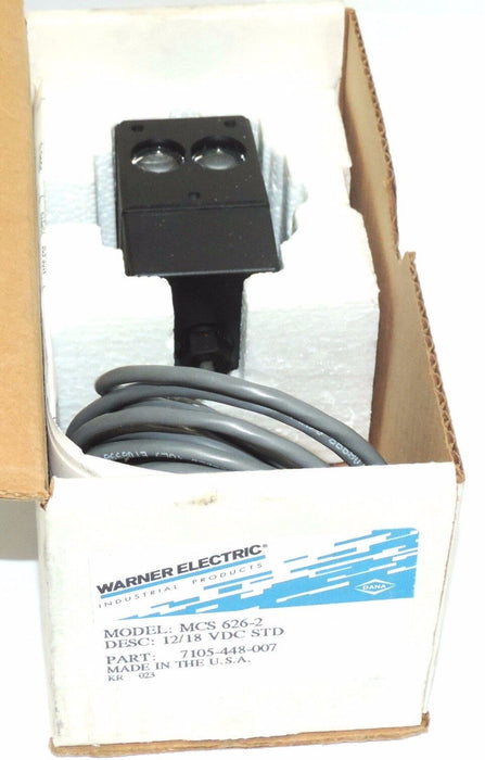 NIB WARNER ELECTRIC MCS626-2 PHOTOELECTRIC DIFFUSE REFLECTIVE P/N: 7105-448-007