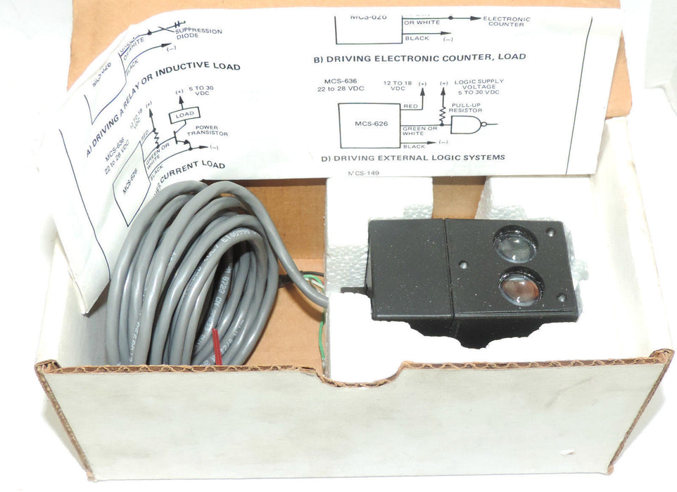 NIB WARNER ELECTRIC MCS626-2 PHOTOELECTRIC DIFFUSE REFLECTIVE P/N: 7105-448-007