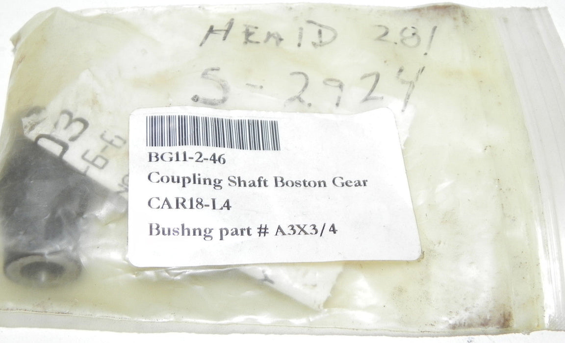 NEW BOSTON GEAR BG11-2-4-6 SHAFT COUPLING BUSHING P/N: A3X3/4, BG11246