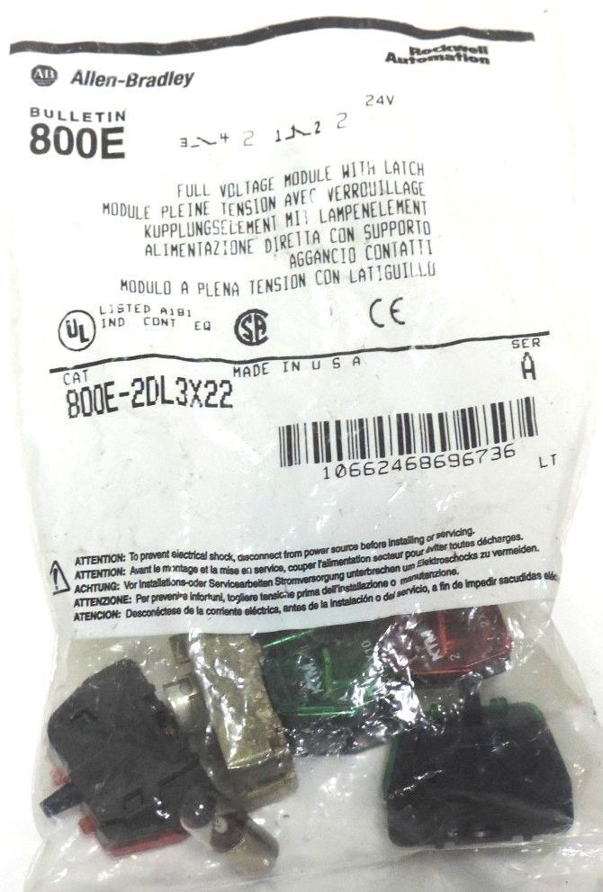 NEW ALLEN BRADLEY 800E-2DL3X22 FULL VOLTAGE MODULE W/ LATCH 800E2DL3X22 SER. A