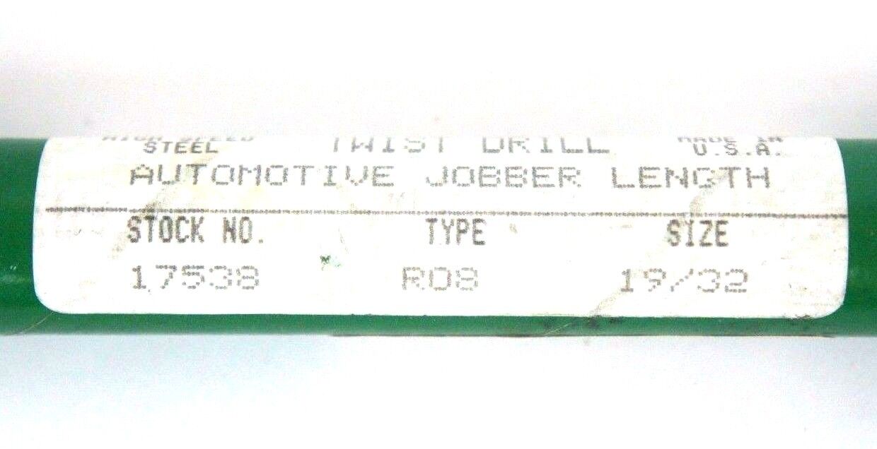 NEW PRECISION TWIST DRILL 17538 19/32" JOBBER LENGTH HSS TYPE R08