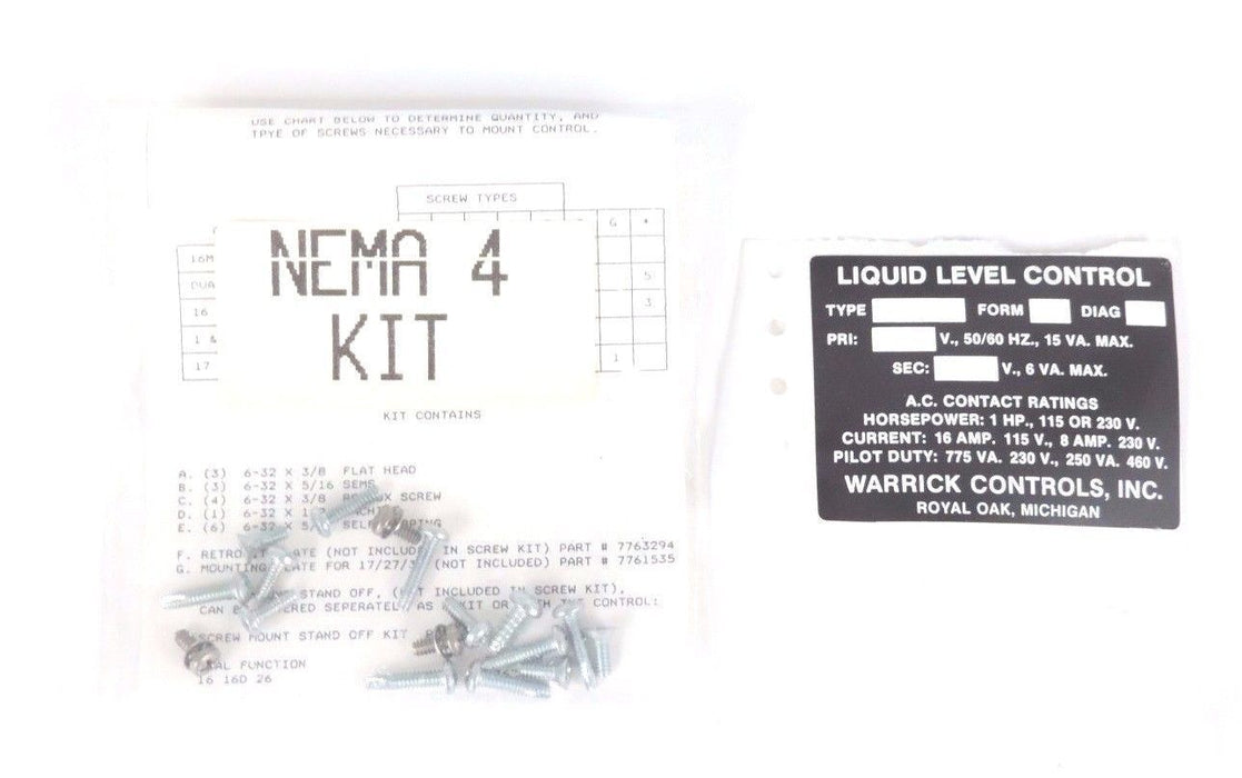 NIB WARRICK CONTROLS NEMA 4 ENCLOSURE W/ HARDWARE KIT