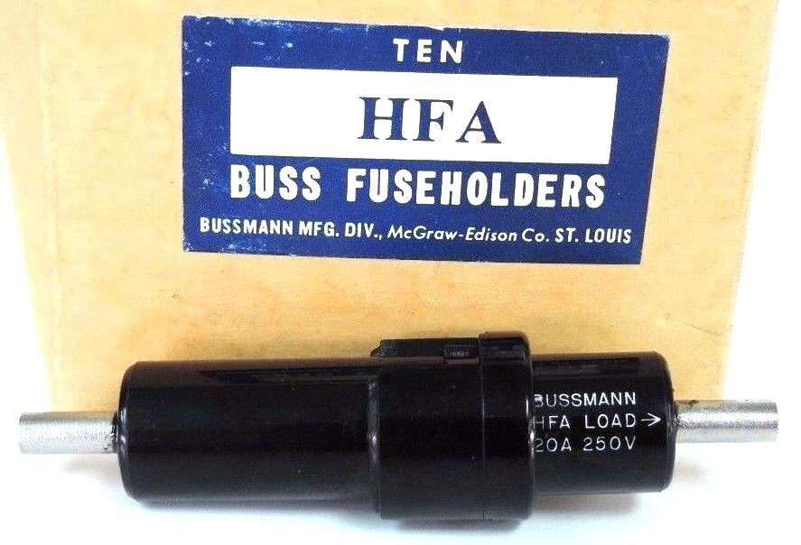BOX OF 10 NEW BUSSMANN HFA BUSS FUSEHOLDERS FUSE HOLDERS 20A 250V, 1/4"x1-1/4"