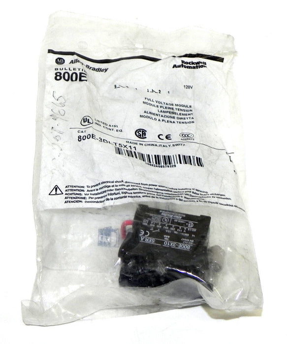 NEW ALLEN BRADLEY 800E-3DLT5X11 FULL VOLTAGE MODULE SER. B, 800E3DLT5X11