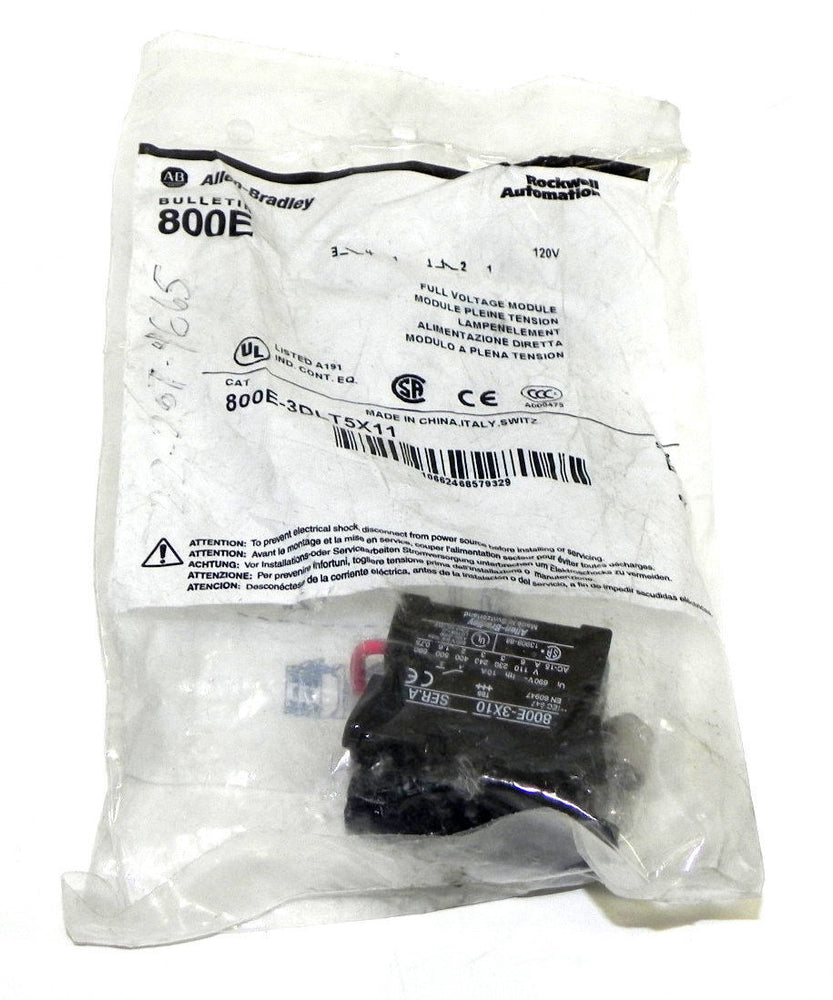 NEW ALLEN BRADLEY 800E-3DLT5X11 FULL VOLTAGE MODULE SER. B, 800E3DLT5X11