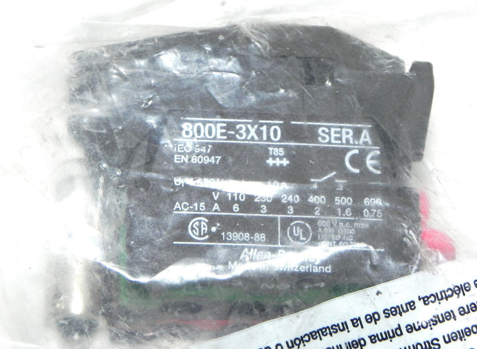 NEW ALLEN BRADLEY 800E-3DLT5X11 FULL VOLTAGE MODULE SER. B, 800E3DLT5X11