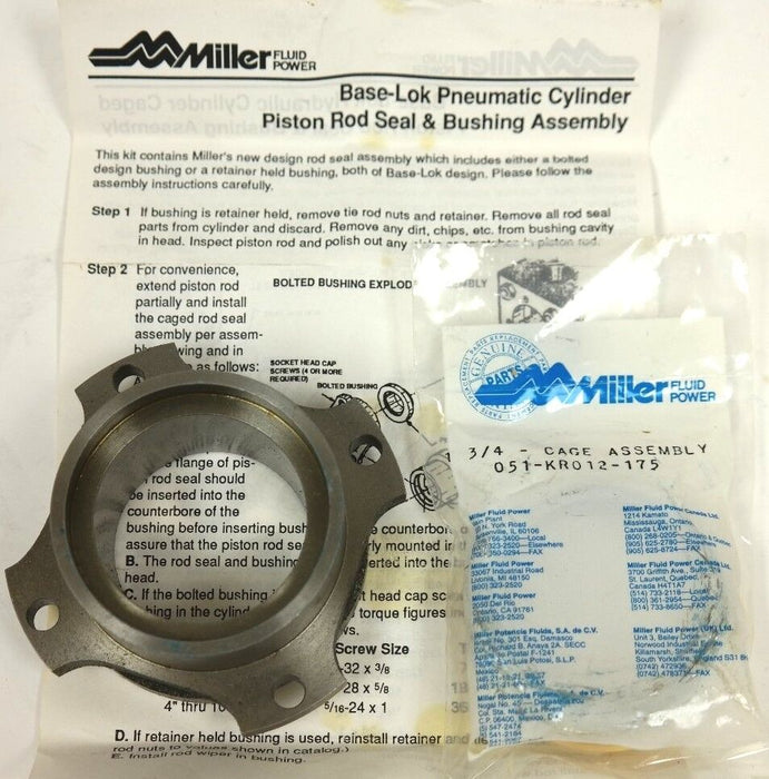 NIB MILLER FLUID POWER 051-KR015-175 1 3/4" SEAL KIT, 051-KR012-175