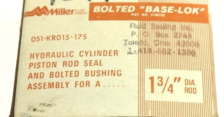NIB MILLER FLUID POWER 051-KR015-175 1 3/4" SEAL KIT, 051-KR012-175