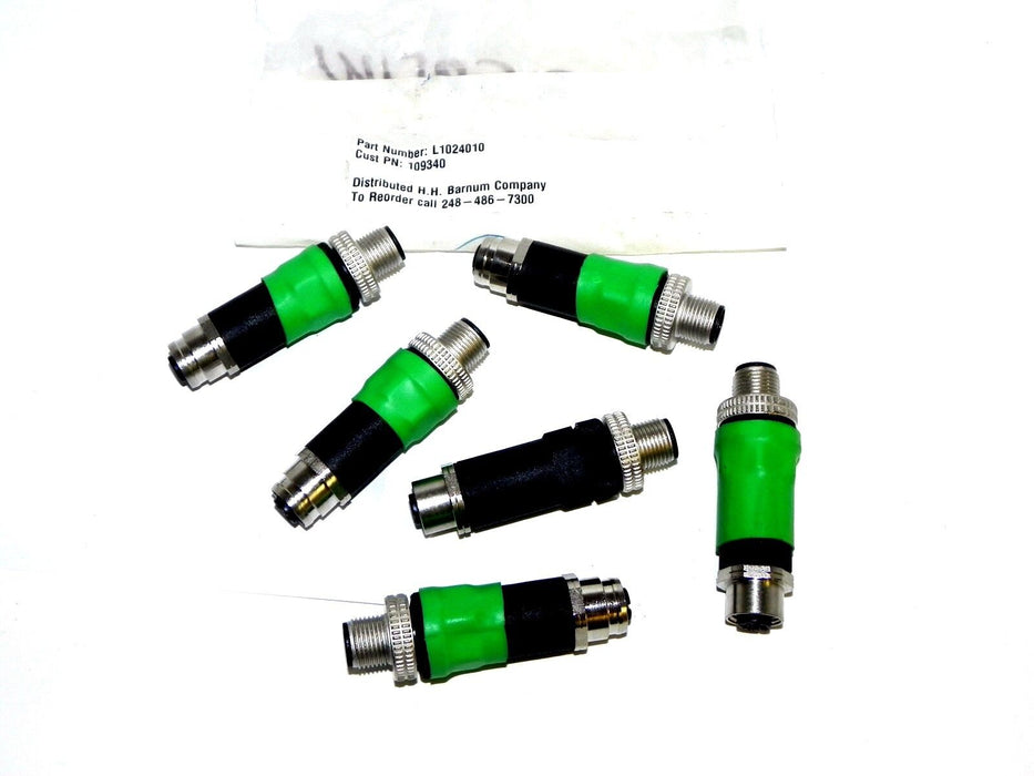 LOT OF 6 NEW BLACK L1024010 CONNECTORS 4 PIN 4 MALE AND FEMALE ENDS