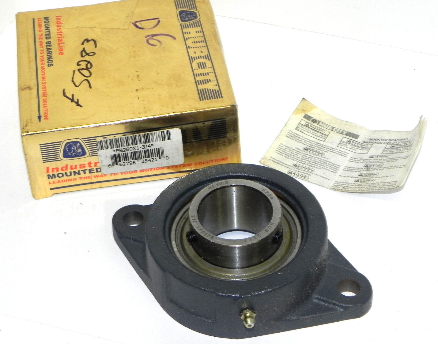 NIB HUB CITY FB260X1-3/4 FLANGE BLOCK FB260X134