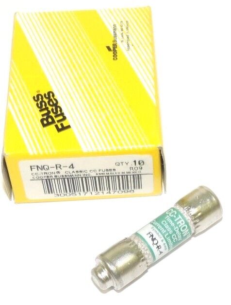 NIB COOPER BUSSMANN FNQ-R-4 CC-TRON TIME-DELAY FUSES FNQR4 (BOX OF 10)