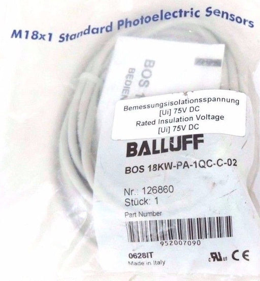 NEW BALLUFF BOS 18KW-PA-1QC-C-02 SENSOR BOS18KWPA1QCC02 NR. 126860