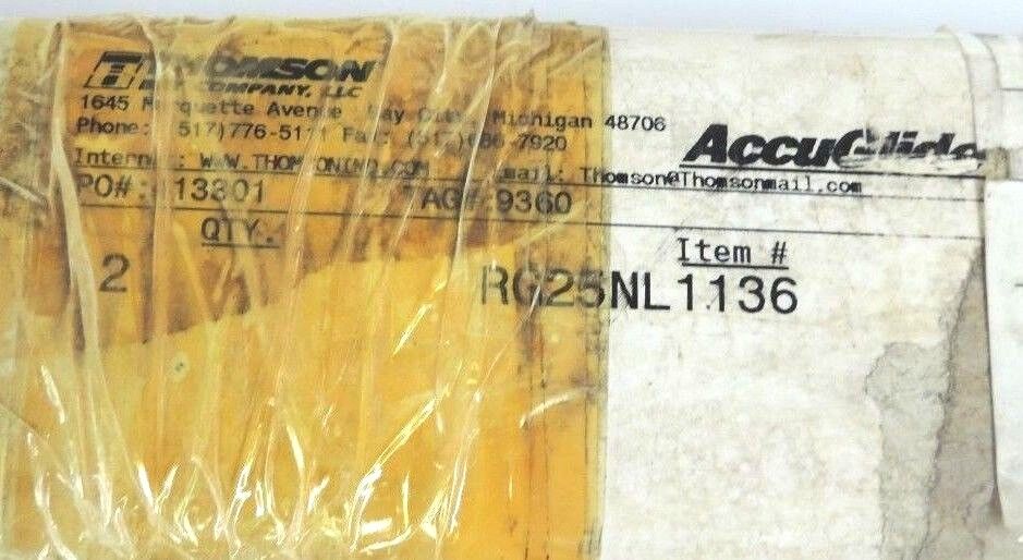 LOT OF 2 NEW THOMSON RG25NL1136 ACCUGLIDE LINEAR GUIDE RAILS 43-805-0710, 1136