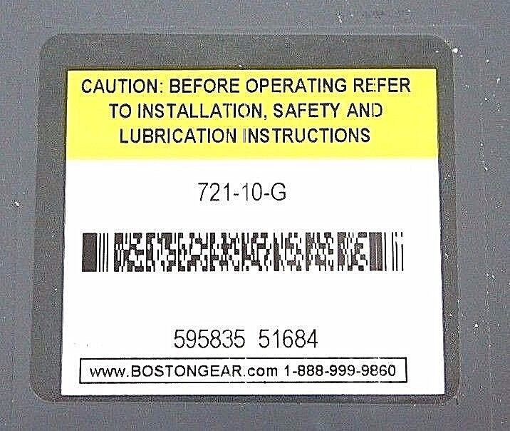 NIB BOSTON GEAR 721-10-G WORM GEAR SPEED REDUCER 51684 71010G