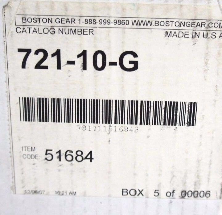 NIB BOSTON GEAR 721-10-G WORM GEAR SPEED REDUCER 51684 71010G