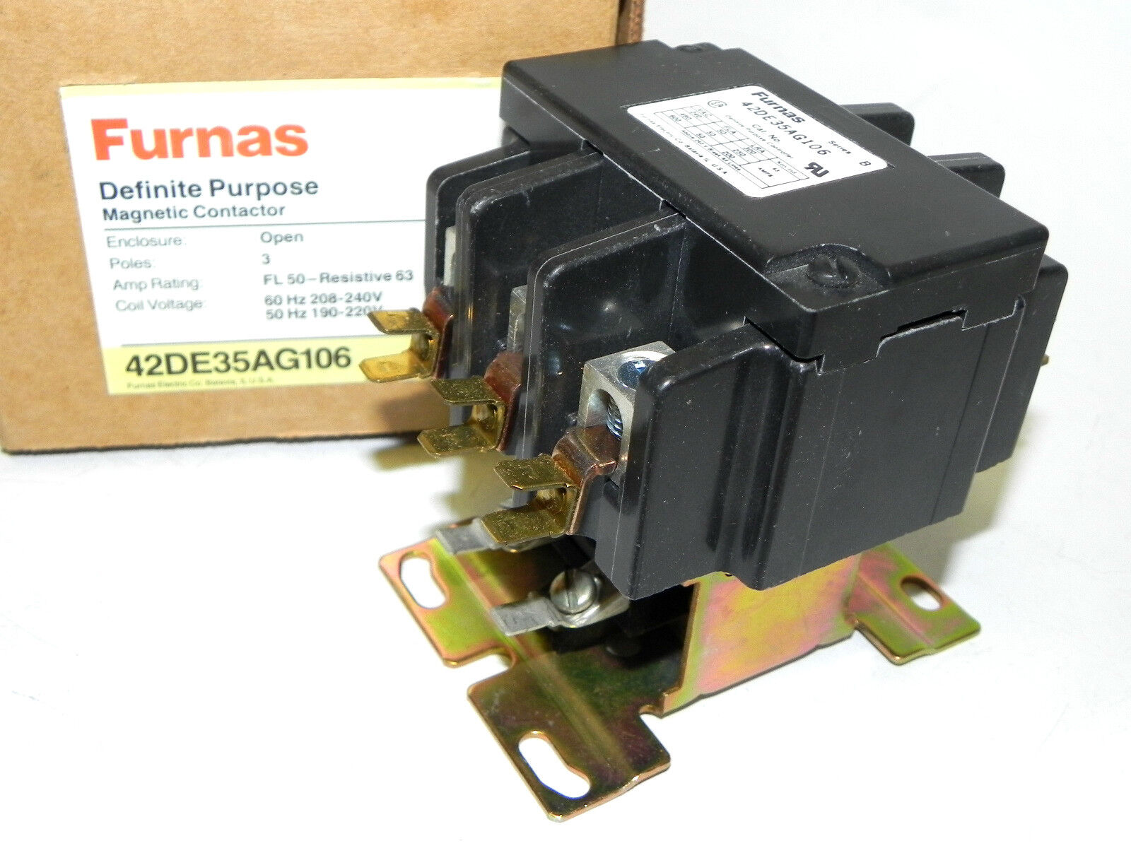 NIB FURNAS 42DE35AG106 MAGNETIC CONTACTOR DEFINITE PURPOSE 50AMP, 3POLE, 600VAC