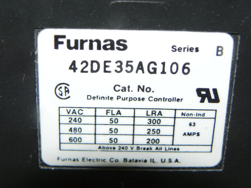 NIB FURNAS 42DE35AG106 MAGNETIC CONTACTOR DEFINITE PURPOSE 50AMP, 3POLE, 600VAC