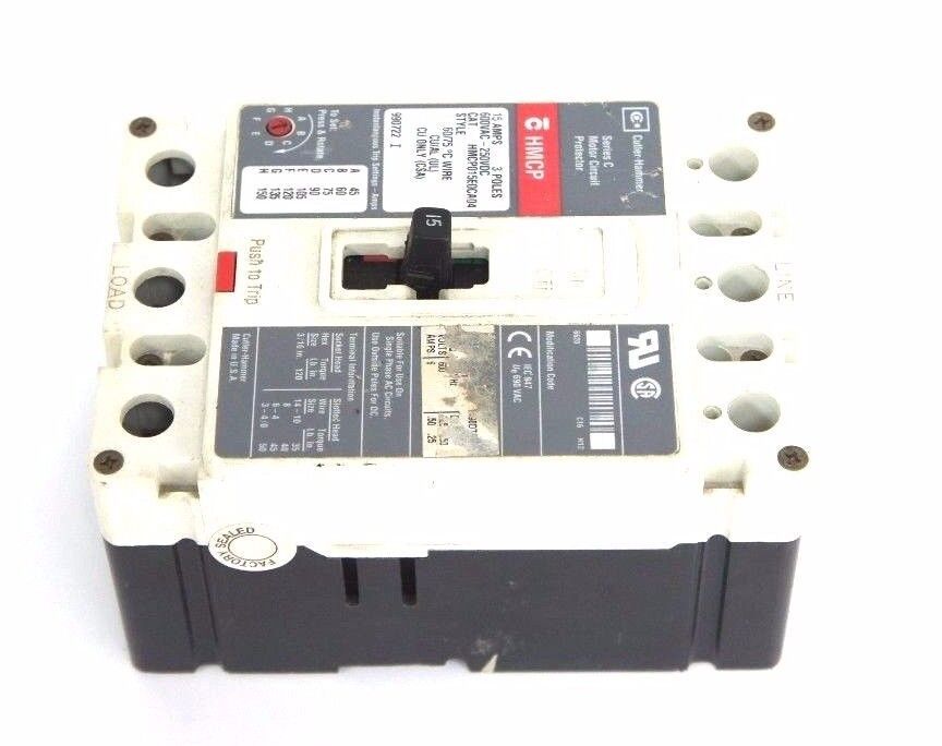 CUTLER HAMMER HMCP015E0CA04 CIRCUIT BREAKER SER C, 15A, 600VAC-250VDC
