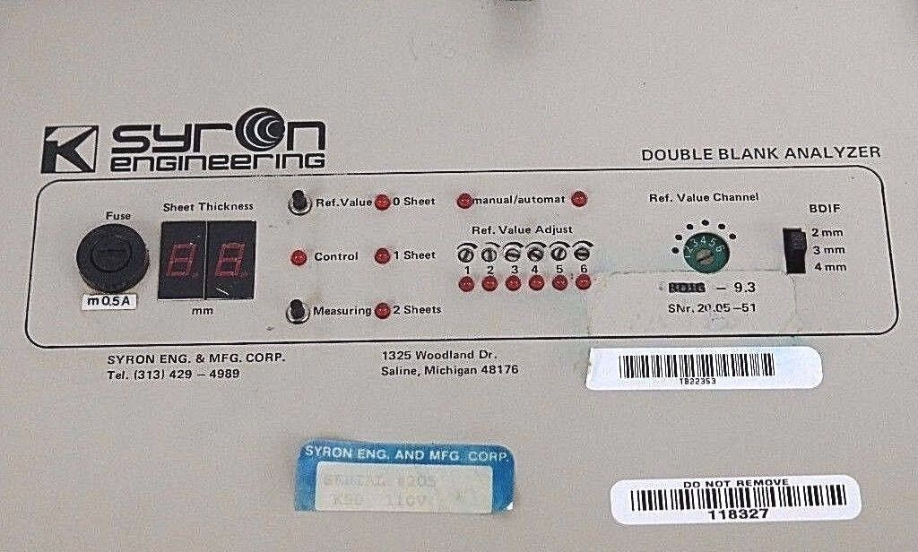 REPAIRED SYRON K90-110V DOUBLE BLANK ANALYZER K90110V