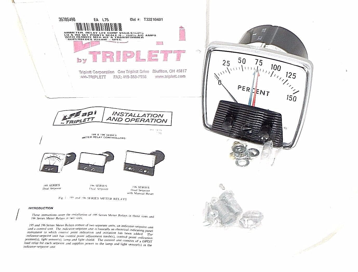 NIB LFE MODEL 195 ANALOG METER TRIPLETT V334LS-150% RANGE: 0-150 % V334LS150
