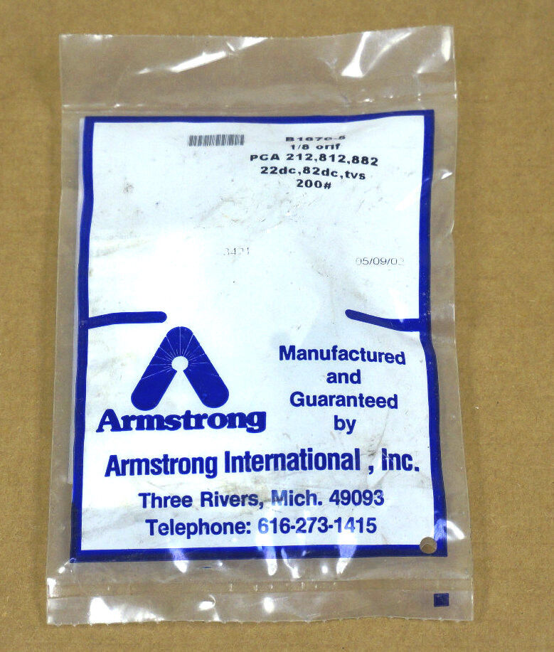 NEW ARMSTRONG B1670-5 PCA 212,812,882 22dc, 82DC, TVS 200# 1/8 ORIF.