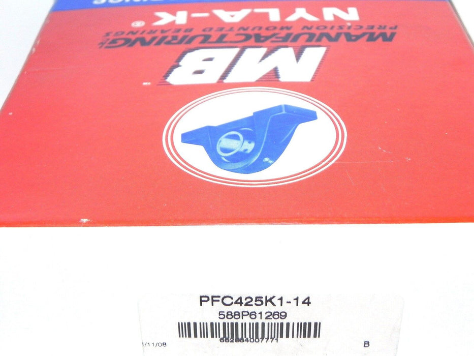 NIB MB MANUFACTURING PFC425K1-14 NYLAN-K MOUNTED BALL BEARING PFC425K114