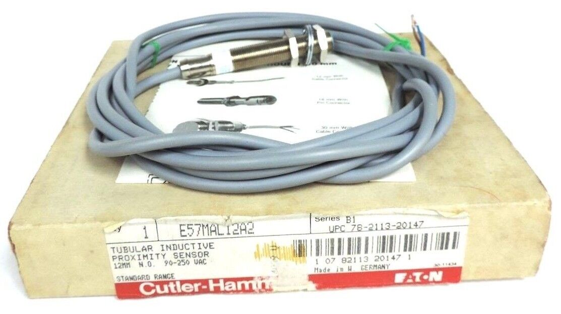 NIB CUTLER HAMMER E57MAL12A2 PROXIMITY SENSOR SERIES B1 12MM 90-250VAC